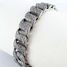 Luxury Silver Bracelet With Intricate Design, Classic Silver Bracelets With Intricate Design, Classic Antique Silver Sterling Silver Bracelets, Men's Bracelets, Link Design, Filigree Design, Mens Jewelry Bracelet, Bracelet Collection, Silver Man