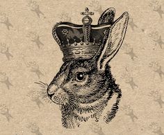 a drawing of a rabbit wearing a crown