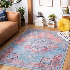 The Serapi Collection transforms antique rug artistry into the newest trend in contemporary classic floor coverings. Serapi rugs feature print designs of classic motifs, all veiled in a subtly distressed patina for a look steeped in tradition but all-together today. Power loomed using a blend of cotton, viscose and polyester in a soft, close cut pile. Safavieh Serapi 8 x 10 (ft) Loomed Cotton Red/Blue Rectangular Indoor Medallion Machine washable Area rug Polyester | SEP580Q-8 Modern Boho Glam, Chenille It, Fun Rug, Safavieh Rug, Serapi Rug, Geometric Elements, Simple Room, Red Decor, Rugs And Mats