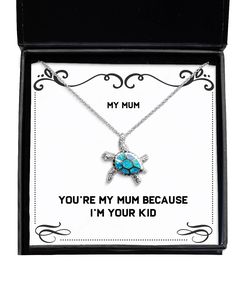 A message from the heart! This Mum Turtle piece features .925 sterling silver and is sure to make your loved ones smile with its charm when it arrives gift-ready in our lovely custom packaging! As an added bonus, we include exclusive cards you can proudly display on your shelf or give away as a thoughtful present; these messages express exactly how much you care about each person. Eye-catching color and an adorable, yet stunning design make this Opal Turtle necklace a cherished piece of jewelry. This beautiful jewelry piece features a turtle design, an animal highly regarded as a symbol of wisdom, strength, and perseverance. Product Features - This Mum Turtle Necklace perfectly captures the symbolic nature of the turtle, as we've crafted the pendant and chain from genuine .925 sterling sil Mum Gifts, Presents For Wife, Wife Jewelry, Turtle Gifts, Wife Gifts, Turtle Necklace, Gifts For My Wife, Wedding Jewellery Necklace, Custom Packaging