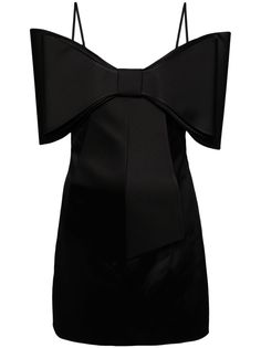 black organza oversize bow detail sweetheart neck spaghetti straps concealed side zip fastening thigh-length straight hem Organza Mini Dress, Mini Dress Black, Sweetheart Neck, Bow Detail, Cocktail Dress Party, Mini Black Dress, Side Zip, Dress Black, Spaghetti Strap