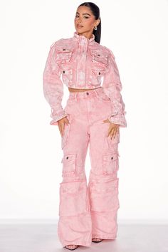 Billie Cropped Cargo Jacket - Pink | Fashion Nova, Jackets & Coats | Fashion Nova Lily High Rise Cargo Jeans, High Rise Cargo Jeans, Pink Cargo Pants, Mode Swag, Fashion Nova Outfits, Mode Jeans, All Jeans, Ropa Diy, Cargo Jacket