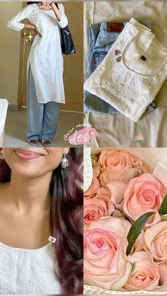 a chikankari kurti on denims with jumke? YES YES. Wide Jeans Outfit, Office Fits, Wide Jeans, Ideas For Instagram Photos, Girly Photography, Aesthetic Photo, Indian Outfits