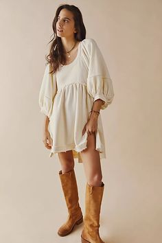 Sunchild Pullover | Free People Short Puffy Dresses, Quilt Dress, Summer Mini Dress, Puffy Dresses, Loose Tunic, Round Neck Dresses, Mini Dresses For Women, Cozy Chic, Mini Dresses Summer