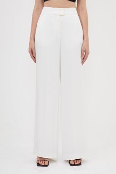 Your Most Flattering Trousers To Date. This Pair Has Been Expertly Tailored With A High Waist And Flared Leg. Plus, They Come With Two Handy Side Pockets.Style: Wide Leg Pantsdesign: Plainfabric: Wovenlength: Regular Elegant Cream Wide-leg Pants, White Non-stretch Ankle-length Wide Leg Pants, Luxury White High-waisted Wide Leg Pants, Luxury Off-white Wide-leg Pants, Luxury Off White Wide-leg Pants, Karen Millen, Wide Leg Trousers, Fashion Face, Leg Pants