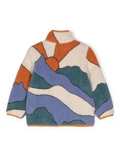 arancione/multicolore trama effetto lana motivo Sunrise Scene collo alto maniche lunghe due tasche laterali orlo dritto chiusura frontale con zip Multicolor Jacquard Knit Winter Outerwear, Multicolor Winter Sweater With Pockets, Kenzo Kids, Stella Mccartney Kids, Luxury Shop, Luxury Boutique, Kids Wear, Mom And Dad, Moschino