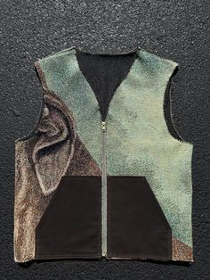 "This vest is a beautiful, truly one-of-a-kind piece that I handmade from a vintage tapestry featuring a dog pattern. It's denim lined for comfort and durability. It also features an inside pocket large enough for an iPhone pro max and has a loop to attach keys to for safe storage. Model is 5'10\" and 165lbs, medium slender build. Thanks for stopping by the shop, make sure to follow my insta @Syllable.Clothing All the love, all the power!" Tapestry Clothes, Cottagecore Tapestry, Vest Ideas, Vest Handmade, Tapestry Vest, Vest Sewing Pattern, Men Vest, Vest Design, Chica Cool