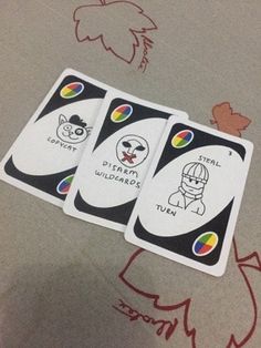 two stickers with cartoon characters on them