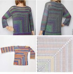 three pictures showing different types of sweaters and the same pattern as shown in this article