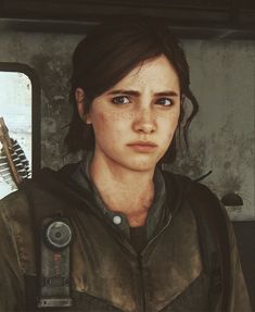 the last of us's character is looking into the camera