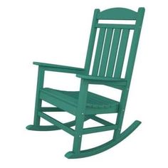 a green wooden rocking chair on a white background with clipping path to the right