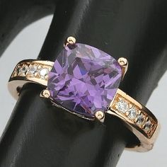 Gorgeous Ring! I Love Purple And This Is To Die For!! Beautifully Created White Sapphire & Amethyst On A Rose Gold Overlaid .925 Sterling Silver Makes This A Must Have Ring! Especially For The Purple Lover In You! Inside Ring Is S925. Total Weight Is 2.7 Grams. Size 6 Ring Is Slightly Adjustable, Note In Pictures. Brand New Sent Direct To Me From Jeweler. #14099098 Purple Amethyst Promise Ring, I Love Purple, Vintage Engagement Rings Sapphire, White Sapphire Ring, Gold Overlay, Pretty Rings, Engagement Rings Sapphire, The Purple, White Sapphire