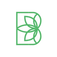 the letter b is made up of leaves and has a green outline on top of it