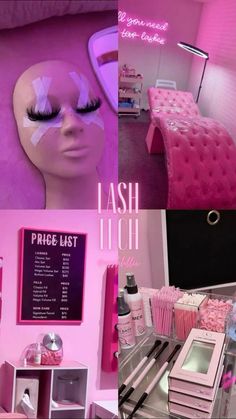 Eyelash Extensions Salons Decor, Lash Extensions Tech, 2024 Vision Board Nails, Pink Lash Tech Room, Lashes Extensions Business, Lash Beauty Room, Pink Lash Room Aesthetic, Vision Board Ideas Lash Tech, Lash Room In Bedroom