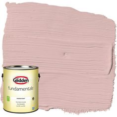 a pink paint with the words glidden on it and a white can next to it