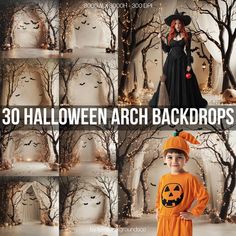 halloween arch backdrops for photoshopping with the text, 30 halloween arch backgrounds