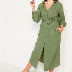 A Beautiful Sage Green Midi Dress That Is 100% Cotton! Never Worn Tags Still Attached. Size Large But A Medium Could Totally Wear This Oversized. Super Versatile Can Be Worn Up Or Down With Proper Accessories. Olive Long Sleeve Midi Dress, Olive Long Sleeve Dress For Spring, Olive Long Sleeve Dress For Summer, Long Sleeve Olive Dress For Spring, Spring Long Sleeve Olive Dress, Spring Olive Long Sleeve Dress, Casual Olive Dress For Daywear, Green Button-up Dress For Brunch, Casual Green Shirt Dress For Brunch