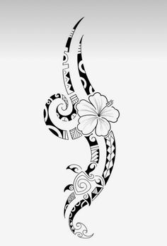 a black and white tattoo design with flowers