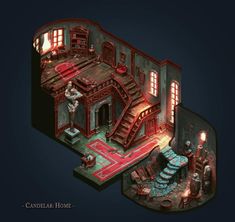 Isometric Concept Art, Set Design Concept Art, House Concept Art, Game Level Design, Building Concept, Rpg Map