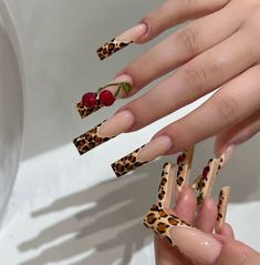 Nails Almond French, Fake Nails Almond, Cheetah Nail Designs, Cheetah Print Nails, Cheetah Nails, Short Fake Nails, Press On Nails Medium, Print Nails