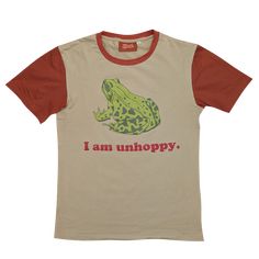 The I Am Unhoppy Frog Shirt - Sleepy Peach Frog Shirt, Frog Design, Brown And Green, Cardigan Sweater Jacket, Shirt Accessories, Green Cotton, Classic Shirt, Sleeve Cotton, Sweater Jacket