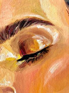 an oil painting of a woman's eye