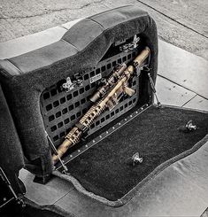 a close up of a musical instrument in a case