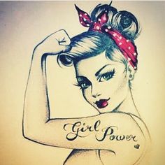 a drawing of a woman's arm with the words girl power written on it