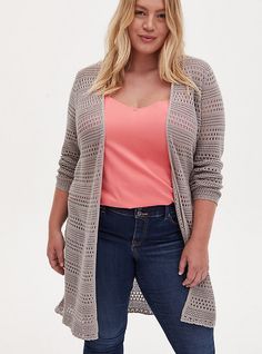 Get ready for fall with these stunning plus size outfit dresses! From cozy knits to chic prints, these dresses will have you looking and feeling fabulous all season long. #plussizefashion #falloutfits #dresses #curvygirl #autumnstyle #bodypositive #fallfashion #ootd #curvystyle #fallvibes Pointelle Cardigan, Duster Cardigan Sweater, Plus Size Fall, Pointelle Knit