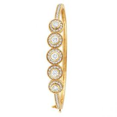 Vintage Style Diamond Bangle Bracelet 18K Yellow Gold (2.57ct) Diamond Bangle Bracelet, Diamond Necklace Designs, Antique Bracelets, Diamond Bangles Bracelet, Bracelets Gold Diamond, Bezel Set Diamond, Hinged Bracelet, Fine Jewelry Bracelets, Diamond Bangle