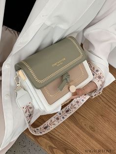 BagForLove - Chic Mini Crossbody Bag with Color-blocked Design and Fashionable Letter Print Tas Bahu, Goody Bags, Travel Handbags, Lv Handbags, Pretty Bags, Bag Trends, Designer Shoulder Bags, Shoulder Messenger Bag, Womens Crossbody Bag