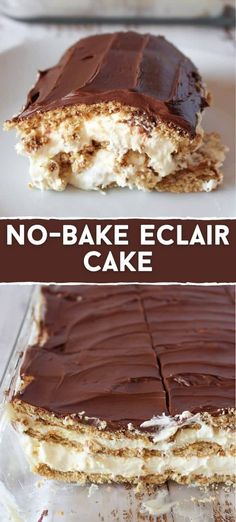 No bake Chocolate Eclair Cake Eclair Cake Recipe, Chocolate Eclair Dessert, No Bake Eclair Cake, Eclairs Dessert, Eclair Cake Recipes, Chocolate Eclair Cake, Eclair Recipe, Eclair Cake, Quick Dessert Recipes