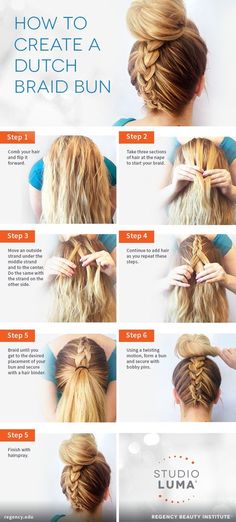 Updo Diy, Braids Diy, Dutch Braid Bun, Braids Updo, Braided Bun, Hair Food, Hair Updos