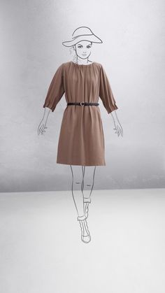 This comfortable beige Jersey Dress with pleats around the neckline and sleeves is perfect to be paired with a belt. Austrian Design. Green It, Dress With Pleats, Jersey Dress, Pleated Dress