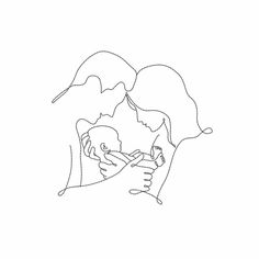 a line drawing of two people holding each other