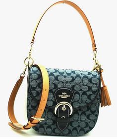 Color:  IM/Denim Multi Style #:  C8514 Material:  Chambray and leather trim/Polished gold tone hardware Exterior/Interior: Magnetic snap flap closure Exterior back zipper pocket 2 Shoulder straps - Short strap with a drop about 8" in long x 1.125" in width - Long strap with a drop about 24" long x 1.125" width Interior features micro fiber lining 1 main compartment, 1 slip in pocket, 1 full length multifunction compartment.  No dust bag included. Condition: Brand New MFSRP $478 100% authentic guaranteed Comes wrapped in tissue paper Store in smoke-free, pet-free environment Please Check out my other items! Addition Return Policies/Disclaimer: IF RETURNED FOR ANY REASON - there will be a P/H Fee (Processing/Handling).  The item must be in the condition it was sent to you. The item must be i Flap Shoulder Bag With Gold-tone Hardware In Coated Canvas, Designer Coach Shoulder Bag With Leather Trim, Chic Blue Bags With Leather Trim, Designer Blue Shoulder Bag With Leather Trim, Blue Coated Canvas Shoulder Bag With Branded Hardware, Coated Canvas Shoulder Bag With Brass Hardware, Coach Denim, Paper Store, Denim Blue