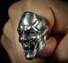 Handmade Silver Vampire Ring Skull Ring Biker Ring Wiccan Ring | Etsy Vampire Ring, Witch Ring, Carved Antler, Monster Horror, Vampire Jewelry, Skull Watch, Witch Rings, Horn Ring, Mask Collection