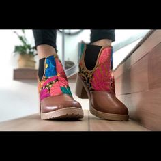 Leather Material, Chiapas Embroidery, Non-Slip, Remember Handmade Embroidery Is Never The Same Never The Same, Handmade Embroidery, Ladies Shoes, Shoes Color, Handmade Shoes, Over The Knee Boots, Leather Material, Over The Knee, Knee Boots