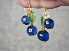 Blueberries Earrings, Fruit Earrings, Blueberry Cluster Earrings, Resin Berries Drop Earrings, Food Earrings - Etsy Kalung Manik-manik, Nature Inspired Accessories, Food Earrings, Fruit Earrings, Earrings Resin, Funky Jewelry, Jewelry Lookbook, Bijoux Diy, Jewelry Inspo