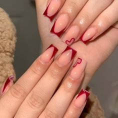 Amazon.com: Valentine's Day Press on Nails Short Square Fake Nails with Red Heart Design Glossy Acrylic Full Cover Nails Valentine's Day French Tips Glue on Nails Stick on Nails for Women and Girls 24Pcs : Beauty & Personal Care Easy Nails, Girly Acrylic Nails, Red Nail, Pink Acrylic Nails