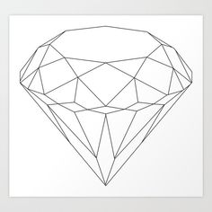 a black and white drawing of a diamond