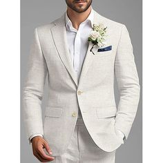 Category:Linen Suits; Embellishment:Pocket; Season:Spring, Fall, Winter, Summer; Fabric:Linen Blended; Size Suggestion:Please refer to the size chart to place an order; Front Closure:Single-Breasted Buttons; Style:Casual,Fashion,Daily; Includes:Pants,Jacket; Occasion:Beach Wedding,Linen,Wedding; Fit Type:Standard Fit; Jacket Buttons:Single Breasted Two-buttons; Jacket Vents:Single (Center); Jacket Pockets:Straight Flapped; Pattern:Solid Colored; Neckline:Notch Lapel; Listing Date:07/26/2024; Production mode:External procurement; Number of Pieces:2 Piece; Design:Classic Linen Suits Wedding, Linen Wedding Suit, Linen Suits For Men, Beach Wedding Suits, Suits Wedding, Linen Suits, Green Sky, Wedding Beach, Tuxedo Suit