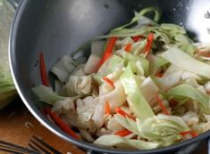 the food is prepared and ready to be cooked in the skillet on the table