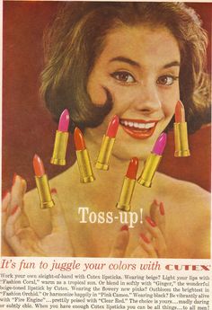 Lipstick Ad, Vintage Makeup Ads, Beauty Ads, Makeup Ads, Vintage Nails, Retro Beauty, Beauty Ad