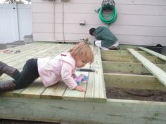 drilling down the deck boards