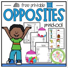 an image of opposites and opposites worksheet with the text free printable opposite