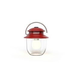 a red lantern on a white background with the light on it's head is lit up