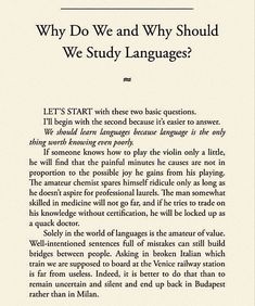 a page from the book why do we and why should we study languages?