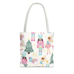 Pink nutcracker Christmas reusable tote, bag, ballerina grocery bag Christmas tree book bag girly tote bag, shabby chic pastel colors by Lovinggiftsbygigi on Etsy Pink Nutcracker Christmas, Christmas Tree Book, Blue Nutcracker, French Cottage Decor, Pink Nutcracker, Soft Bristle Brush, Nutcracker Christmas, Book Bag, Day Bag