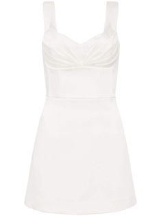 ivory white crepe texture draped detailing wide shoulder straps boned bodice concealed rear zip fastening straight hem thigh-length Rebecca Vallance, Boned Bodice, Versace Outfit, Wardrobe Edit, Exclusive Fashion, Ivory White, Cocktail Dress Party, Coat Dress, Denim Dress